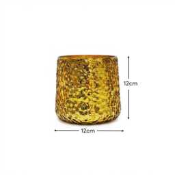 Flivik 12cm Glass Tea Light Holder - Gold - thumbnail 5