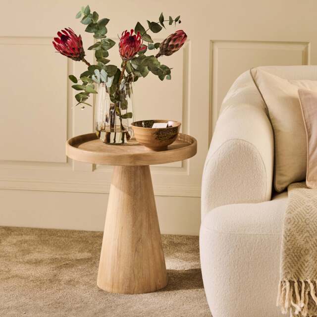 Rhiannon 45cm Round Side Table - Whitewash Oak - image 1