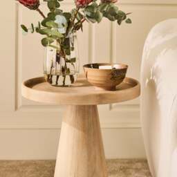 Rhiannon 45cm Round Side Table - Whitewash Oak - thumbnail 2