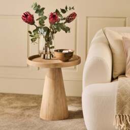 Rhiannon 45cm Round Side Table - Whitewash Oak - thumbnail 1