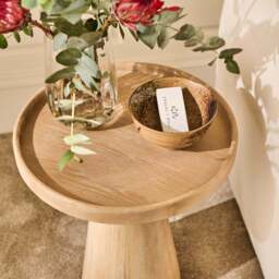 Rhiannon 45cm Round Side Table - Whitewash Oak - thumbnail 3