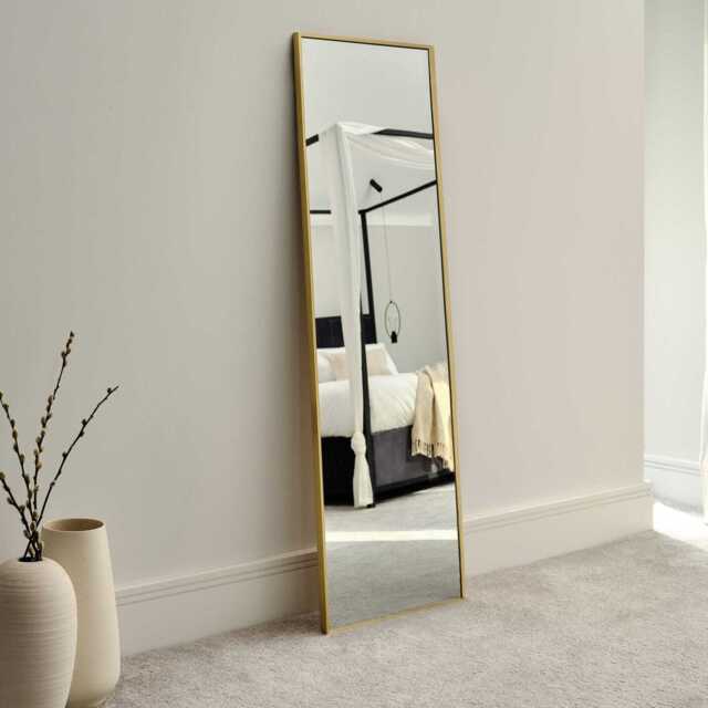 Hensall 140X40cm Metal Rectangular Mirror - Gold - image 1