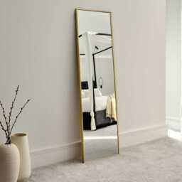 Hensall 140X40cm Metal Rectangular Mirror - Gold - thumbnail 1