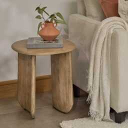 Imogen Chalked Mango Wood Side Table - thumbnail 2