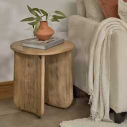 Imogen Chalked Mango Wood Side Table - thumbnail 1