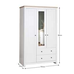 Bampton 3 Door Wardrobe with 2 Drawers - Alabaster White - thumbnail 6