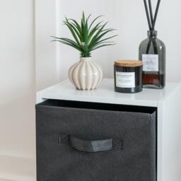 Cara 2 Tier Storage Unit / Chalk White Bookcase with Black Boxes - thumbnail 4