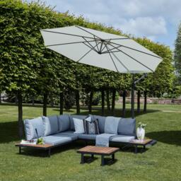 Thea Wooden Garden Corner Sofa Set with Cream Parasol