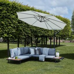 Thea Wooden Garden Corner Sofa Set with Cream Parasol - thumbnail 4