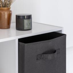 Cara 6 Cube Chalk White Bookcase Wooden Display Unit Shelving Storage Bookshelf Shelves - Black Basket - thumbnail 4