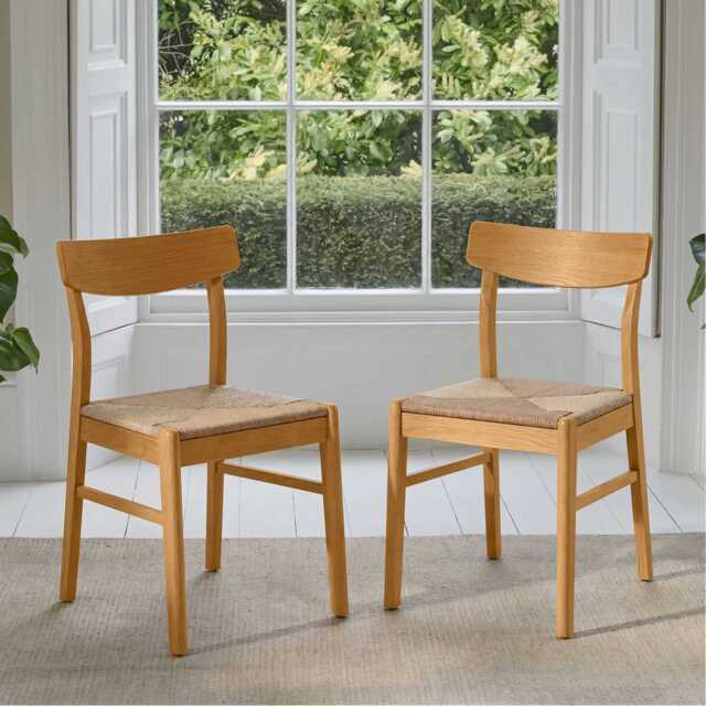 Faye Oak Wooden Woven Chairs - Set of 2 - image 1