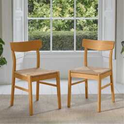 Faye Oak Wooden Woven Chairs - Set of 2