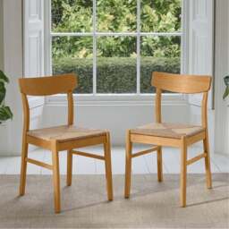 Faye Oak Wooden Woven Chairs - Set of 2