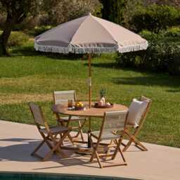 Oia Natural Parasol - 2m Round - thumbnail 2