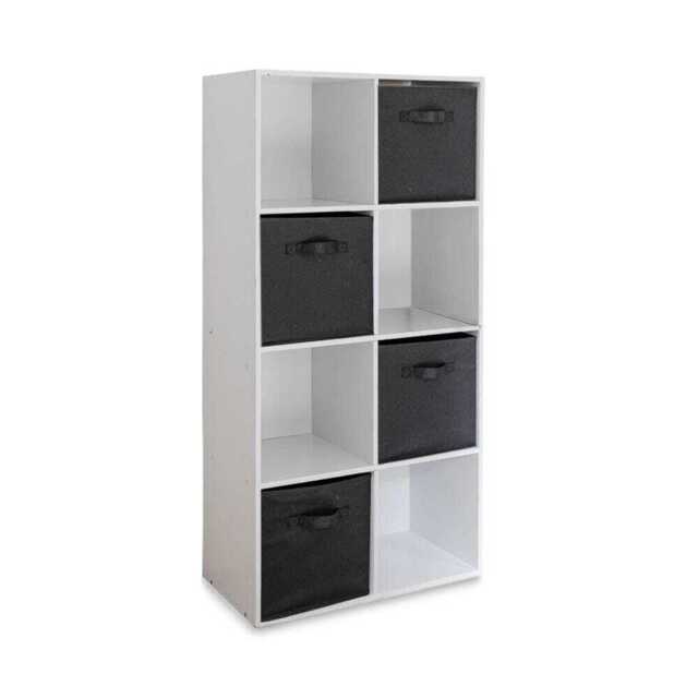 Cara 8 Cube Storage Unit in Chalk White & 4 Black Handled Box Drawers - image 1