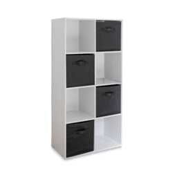 Cara 8 Cube Storage Unit in Chalk White & 4 Black Handled Box Drawers