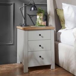 Bampton 3 Drawer Bedside Table - Set of 2 - Grey - thumbnail 2