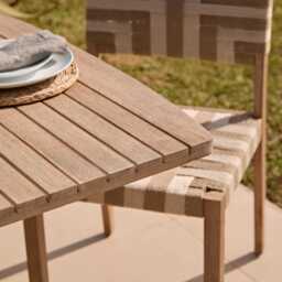 Saffron 6 Seater Extending Wooden Garden Dining Set with Saffron Natural/Beige Chairs - thumbnail 6