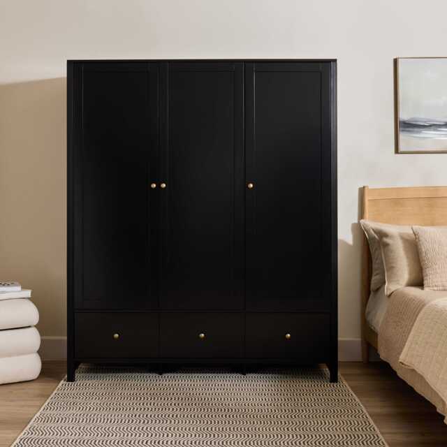Charlie 3 Door Wardrobe - Black - image 1
