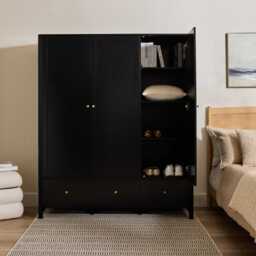 Charlie 3 Door Wardrobe - Black - thumbnail 3