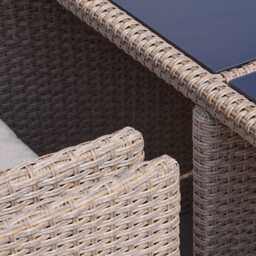 Cube 10 Seater Rattan Outdoor Dining Set with Cream LED Premium Parasol - Natural Brown Weave - thumbnail 2