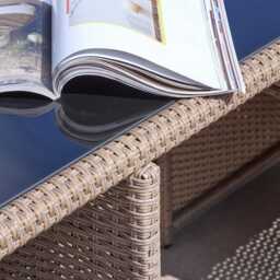 Cube 10 Seater Rattan Outdoor Dining Set with Cream LED Premium Parasol - Natural Brown Weave - thumbnail 4