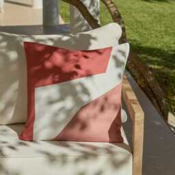 Salcombe 50x50cm Garden Cushion Cover - Paprika and Blush Pink - thumbnail 1