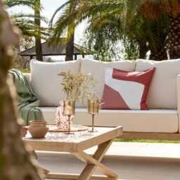Salcombe 50x50cm Garden Cushion Cover - Paprika and Blush Pink - thumbnail 2