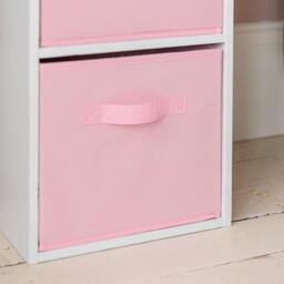 Cara 3 Tier Chalk White Bookcase Wooden Display Shelving Unit with Pink Storage Box - thumbnail 5