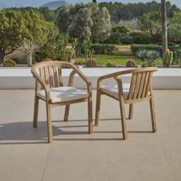 Amelia 6 Seater Wooden Garden Dining Set with 4 Shiro Chairs & Bench with Cushions - thumbnail 5