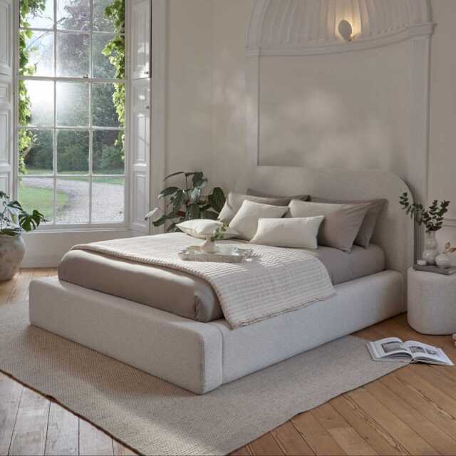 Farrah Double Ottoman Bed - Oat Boucle - image 1