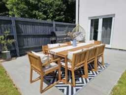 Lennox Table & 8 Lennox Armchairs with Cream LED Premium Parasol - thumbnail 2