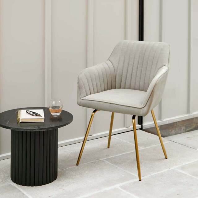 Darcy Office Swivel Chair - Soft Beige with Gold legs - image 1