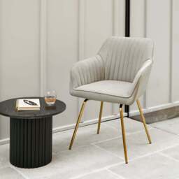 Darcy Office Swivel Chair - Soft Beige with Gold legs - thumbnail 1