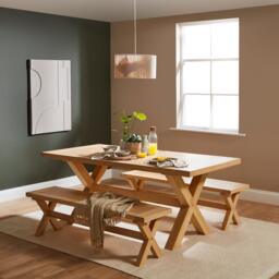 Charlotte Whitewash Dining Table - Cross Leg - thumbnail 2