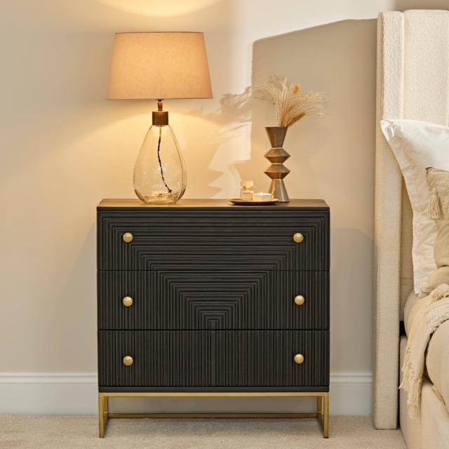Rayna 3 Drawer Chest of Drawers - Jet Black - image 1