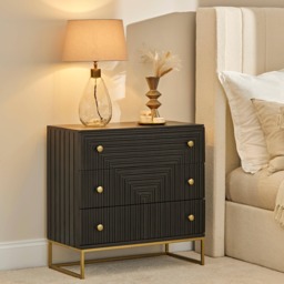 Rayna 3 Drawer Chest of Drawers - Jet Black - thumbnail 3