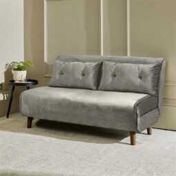 Una 2 Seater Double Sofa Bed - Grey Velvet - thumbnail 1