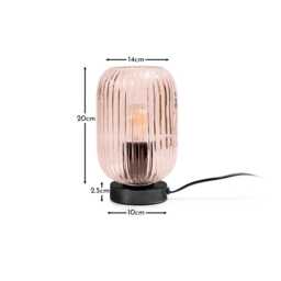 Elland 22.5cm Glass Table Lamp - Pink & Black - thumbnail 2