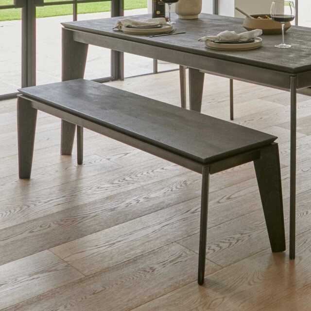 Ethan 3 Seater Mango Wood Dining Bench - Ash Grey - image 1