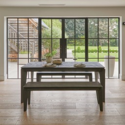 Ethan 3 Seater Mango Wood Dining Bench - Ash Grey - thumbnail 2