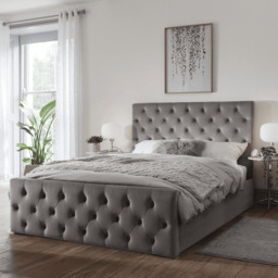 Cavill Fabric Double Size Bed - Grey