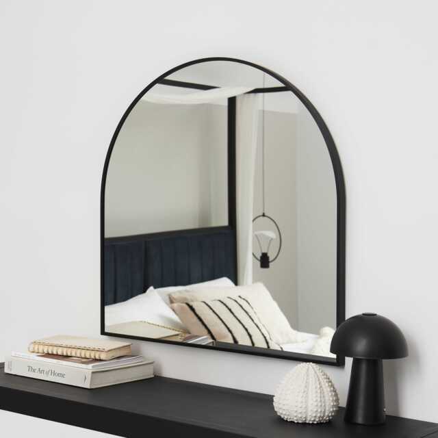 Ingham 70x70cm Metal Arch Mirror - Black - image 1