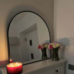 Ingham 70x70cm Metal Arch Mirror - Black - thumbnail 2