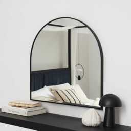 Ingham 70x70cm Metal Arch Mirror - Black - thumbnail 1