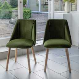 Carter Whitewash Rectangular Dining Table with 6 Freya Fern Green Dining Chairs with Whitewash Legs - thumbnail 3