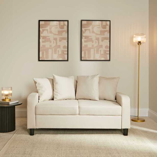 Tracy 2 Seater Sofa - Oatmeal with Black Legs - image 1