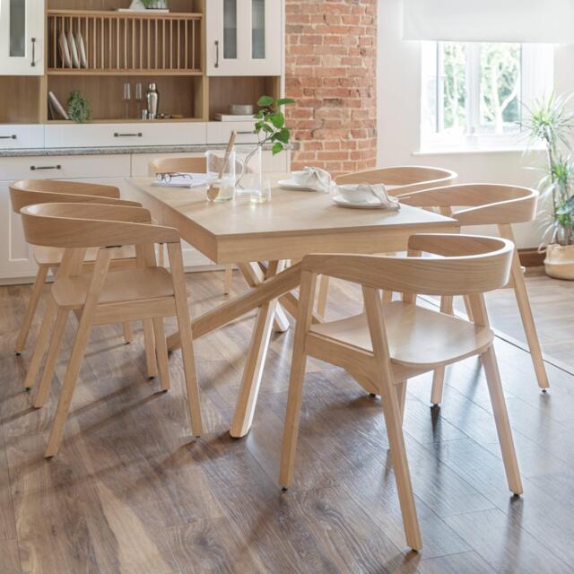 Amelia Whitewash Extendable Dining Table Set - 6 Seater - Ella Pale Oak Armchairs - image 1