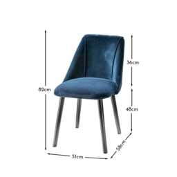 Freya Blue Velvet Dining Chairs - Set of 2 - Black Oak Legs - thumbnail 5