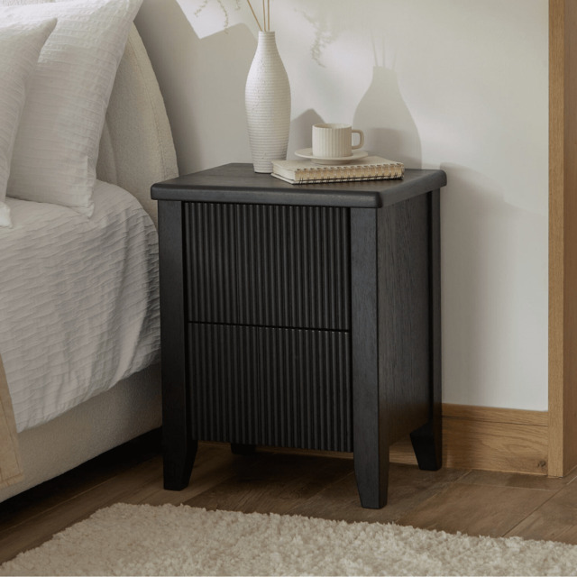 Raleigh Black 2 Drawer Bedside Table - image 1